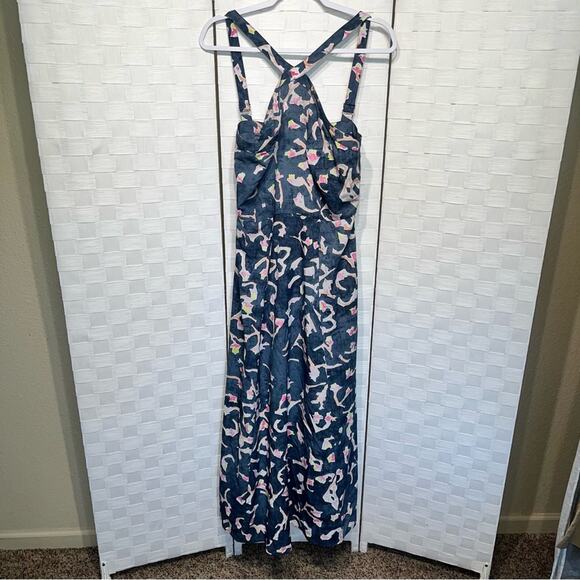 Cabi #5269 Blue Floral Auora Watercolor Halter Maxi Dress Size 8 - Picture 7 of 16